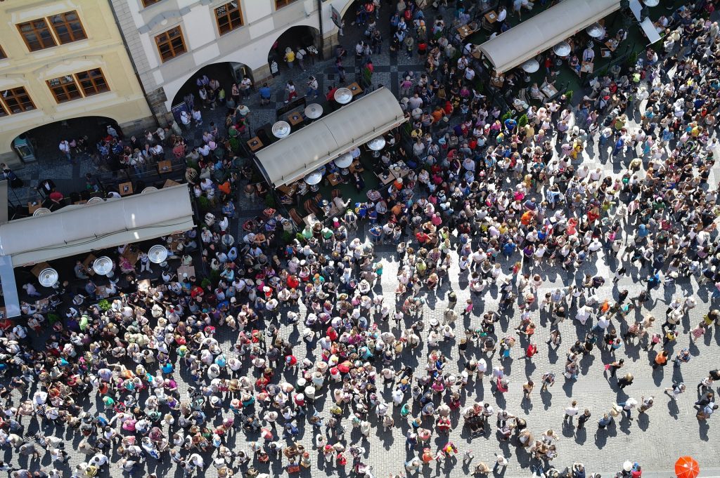 prague, astronomical clock, crowds