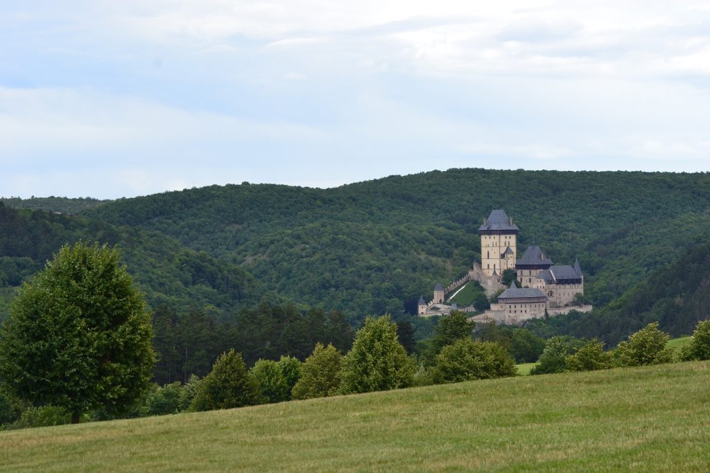 Karlstej Castle in the Czech Republic, view from the forest